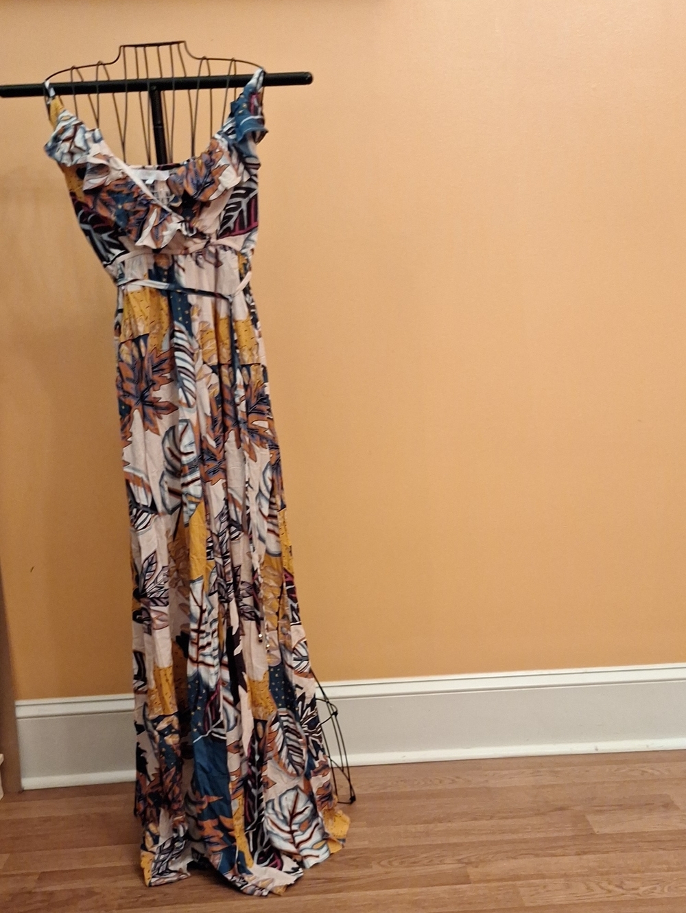 Olivaceous Floral Ruffle Jumpsuit Sz Small